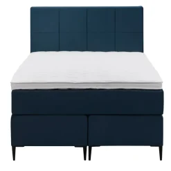 Leen Bakker Boxspring Liv geblokt - blauw - 120x200 cm - slanke poot Best