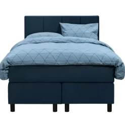 Leen Bakker Boxspring Liv geblokt - blauw - 120x200 cm - ronde poot Online