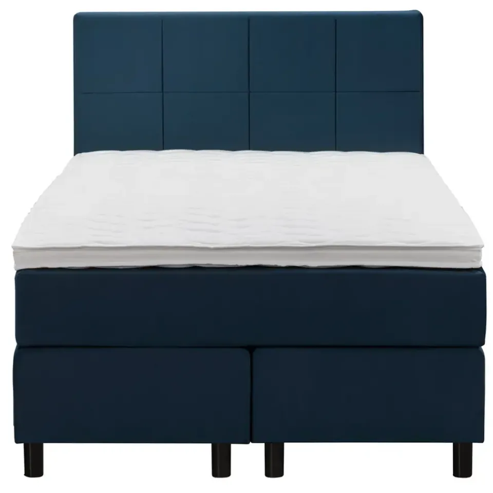 Leen Bakker Boxspring Liv geblokt - blauw - 120x200 cm - ronde poot Online