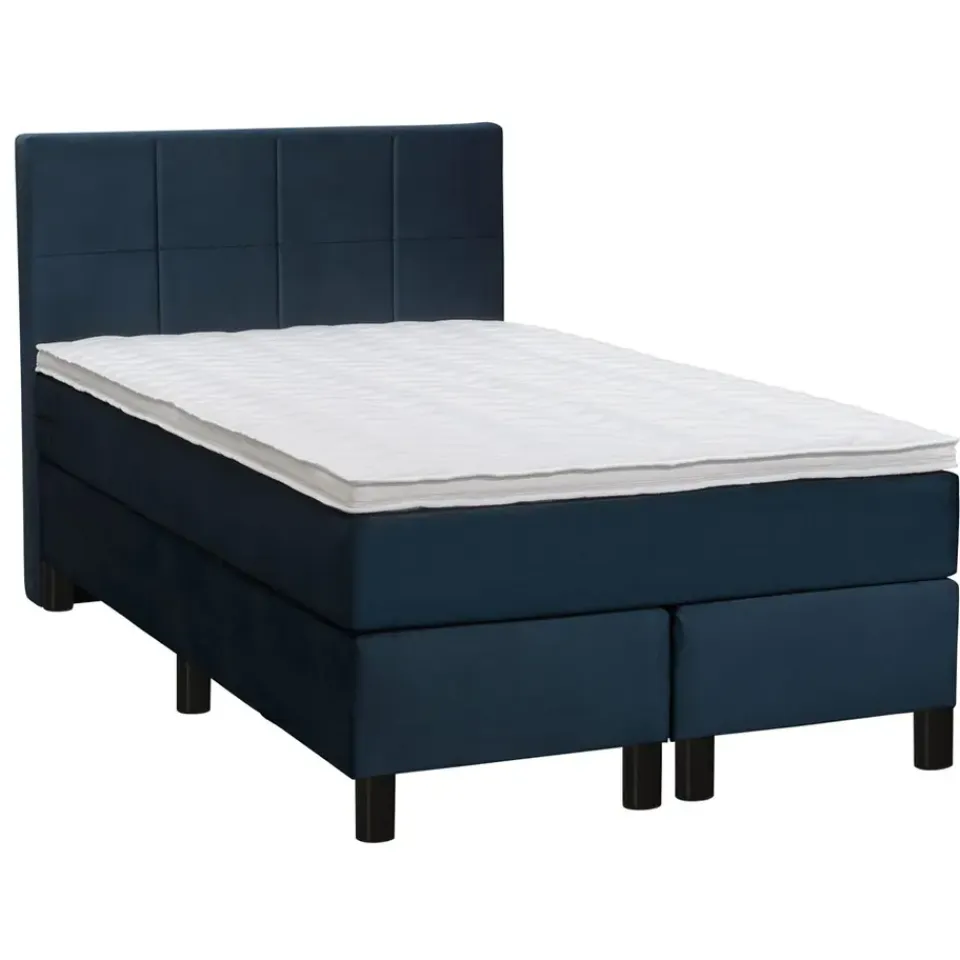 Leen Bakker Boxspring Liv geblokt - blauw - 120x200 cm - ronde poot Online
