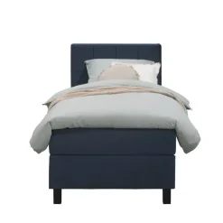 Leen Bakker Boxspring Liv geblokt - blauw - 90x200 cm - vierkante poot Best