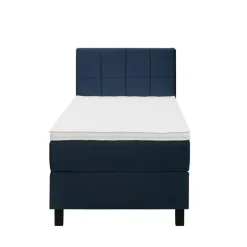 Leen Bakker Boxspring Liv geblokt - blauw - 90x200 cm - vierkante poot Best