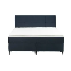 Leen Bakker Boxspring Liv geblokt - blauw - 160x200 cm - slanke poot New