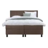 Leen Bakker Boxspring Liv geblokt - bruin - 160x200 cm - vierkante poot