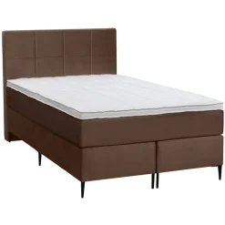 Leen Bakker Boxspring Liv geblokt - bruin - 120x200 cm - slanke poot Sale