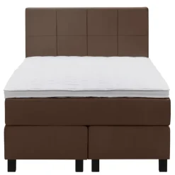 Leen Bakker Boxspring Liv geblokt - bruin - 120x200 cm - vierkante poot Online