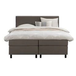 Leen Bakker Boxspring Liv geblokt - donkerbruin - 160x200 cm - ronde poot Best