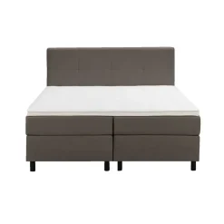 Leen Bakker Boxspring Liv geblokt - donkerbruin - 160x200 cm - ronde poot Best