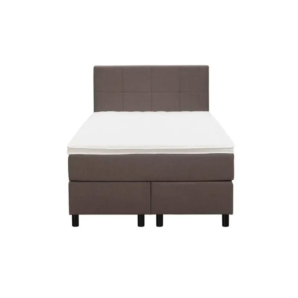 Leen Bakker Boxspring Liv geblokt - donkerbruin - 120x200 cm - ronde poot Clearance