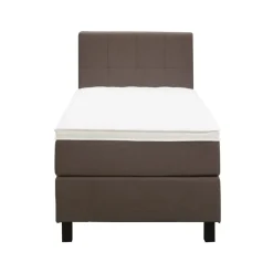 Leen Bakker Boxspring Liv geblokt - donkerbruin - 90x200 cm - vierkante poot Clearance