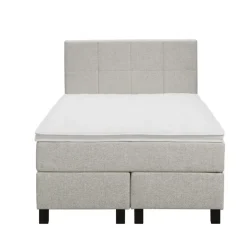 Leen Bakker Boxspring Liv geblokt - ecru - 120x200 cm - vierkante poot New