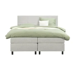Leen Bakker Boxspring Liv geblokt - ecru - 180x200 cm - ronde poot Online