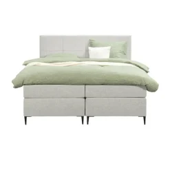 Leen Bakker Boxspring Liv geblokt - ecru - 160x200 cm - slanke poot New