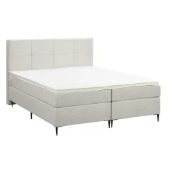 Leen Bakker Boxspring Liv geblokt - ecru - 160x200 cm - slanke poot New