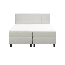 Leen Bakker Boxspring Liv geblokt - ecru - 160x200 cm - vierkante poot