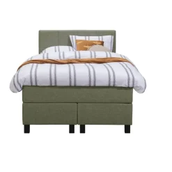 Leen Bakker Boxspring Liv geblokt - groen - 120x200 cm - vierkante poot Online