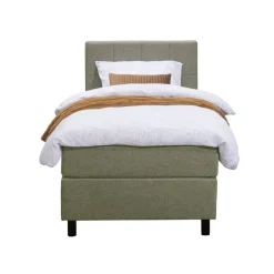 Leen Bakker Boxspring Liv geblokt - groen - 90x200 cm - ronde poot Best