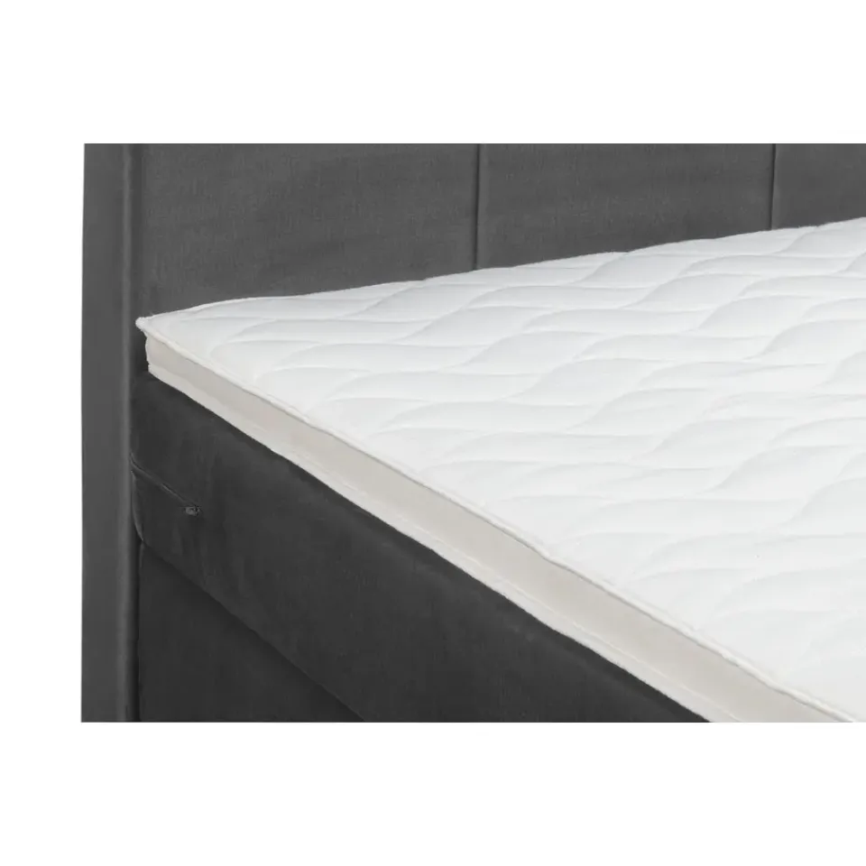 Leen Bakker Boxspring Liv geblokt - grijs - 90x200 cm - vierkante poot New