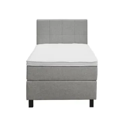 Leen Bakker Boxspring Liv geblokt - lichtgrijs - 90x200 cm - vierkante poot