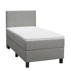 Leen Bakker Boxspring Liv geblokt - lichtgrijs - 90x200 cm - vierkante poot