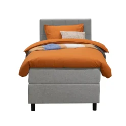 Leen Bakker Boxspring Liv geblokt - lichtgrijs - 90x200 cm - ronde poot Online