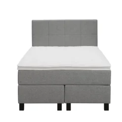 Leen Bakker Boxspring Liv geblokt - lichtgrijs - 120x200 cm - vierkante poot Clearance