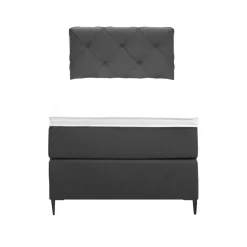 Leen Bakker Boxspring Liv geruit - antraciet - 90x200 cm - slanke poot New