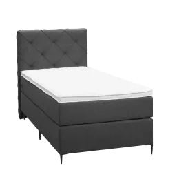 Leen Bakker Boxspring Liv geruit - antraciet - 90x200 cm - slanke poot New