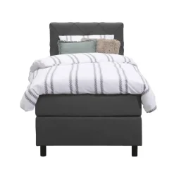 Leen Bakker Boxspring Liv geruit - antraciet - 90x200 cm - ronde poot Best