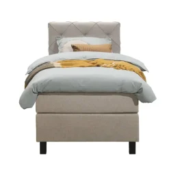 Leen Bakker Boxspring Liv geruit - beige - 90x200 cm - vierkante poot Best