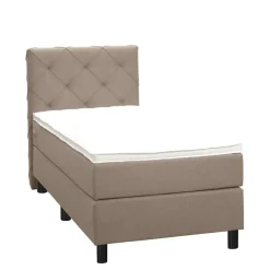 Leen Bakker Boxspring Liv geruit - beige - 90x200 cm - ronde poot Discount