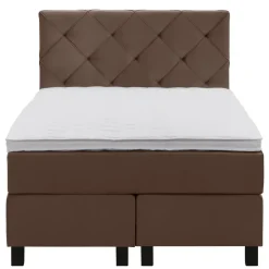 Leen Bakker Boxspring Liv geruit - bruin - 120x200 cm - vierkante poot Sale