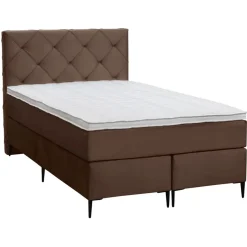 Leen Bakker Boxspring Liv geruit - bruin - 120x200 cm - slanke poot Best