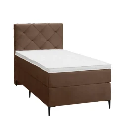 Leen Bakker Boxspring Liv geruit - bruin - 90x200 cm - slanke poot Online