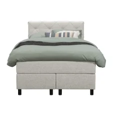Leen Bakker Boxspring Liv geruit - ecru - 120x200 cm - ronde poot Clearance