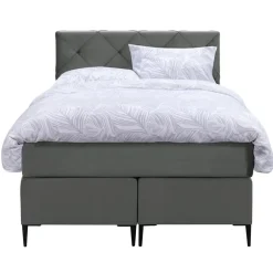 Leen Bakker Boxspring Liv geruit - grijs - 120x200 cm - slanke poot Discount