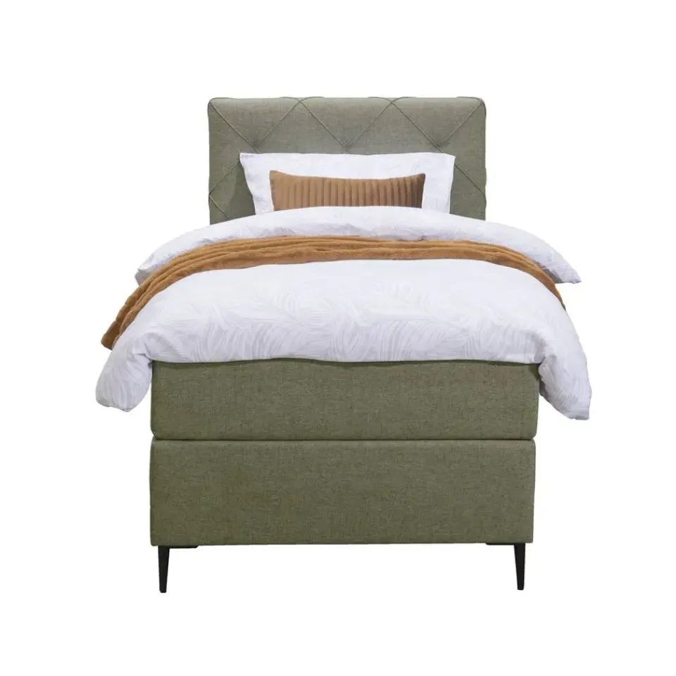 Leen Bakker Boxspring Liv geruit - groen - 90x200 cm - slanke poot Clearance