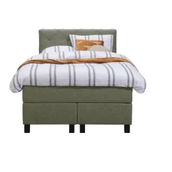 Leen Bakker Boxspring Liv geruit - groen - 120x200 cm - vierkante poot Clearance