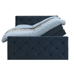 Leen Bakker Boxspring met opbergruimte en voetbord Liv geruit - blauw - 180x200cm Online