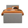 Leen Bakker Boxspring met opbergruimte en voetbord Liv geblokt - lichtgrijs - 120x200cm Clearance