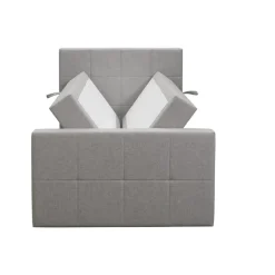 Leen Bakker Boxspring met opbergruimte en voetbord Liv geblokt - lichtgrijs - 120x200cm Clearance