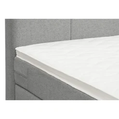 Leen Bakker Boxspring met opbergruimte en voetbord Liv geblokt - lichtgrijs - 120x200cm Clearance
