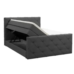 Leen Bakker Boxspring met opbergruimte en voetbord Liv geruit - antraciet - 180x200cm
