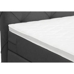 Leen Bakker Boxspring met opbergruimte en voetbord Liv geruit - antraciet - 180x200cm
