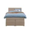 Leen Bakker Boxspring met opbergruimte Liv geblokt - beige - 120x200 cm Sale