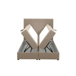 Leen Bakker Boxspring met opbergruimte Liv geblokt - beige - 120x200 cm Sale