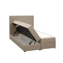 Leen Bakker Boxspring met opbergruimte Liv geblokt - beige - 120x200 cm Sale