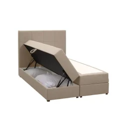 Leen Bakker Boxspring met opbergruimte Liv geblokt - beige - 120x200 cm Sale