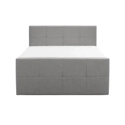 Leen Bakker Boxspring met opbergruimte en voetbord Liv geblokt - lichtgrijs - 160x200cm Clearance