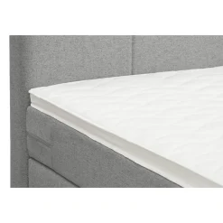 Leen Bakker Boxspring met opbergruimte en voetbord Liv geblokt - lichtgrijs - 160x200cm Clearance